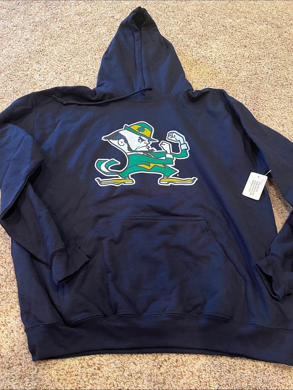 Navy Men's Hoodie with Fighting Leprechaun Logo